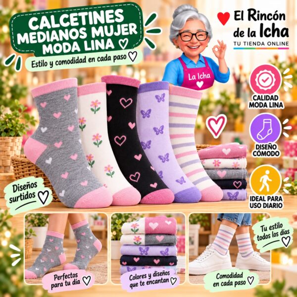 Calcetines Medianos Mujer Moda Lina Diseño 600139