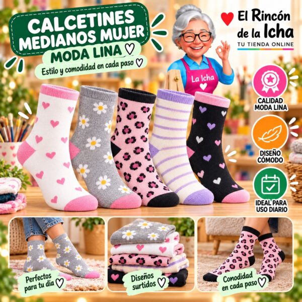 Calcetines Medianos Mujer Moda Lina Diseño 600140