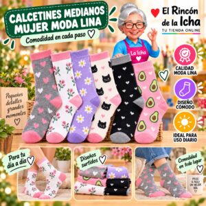 RI-ML-00894 Calcetines Medianos Mujer Moda Lina Diseño 600143