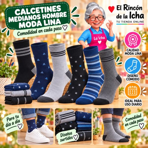 RI-ML-00895 Calcetines Medianos Hombre Moda Lina Diseño 600129
