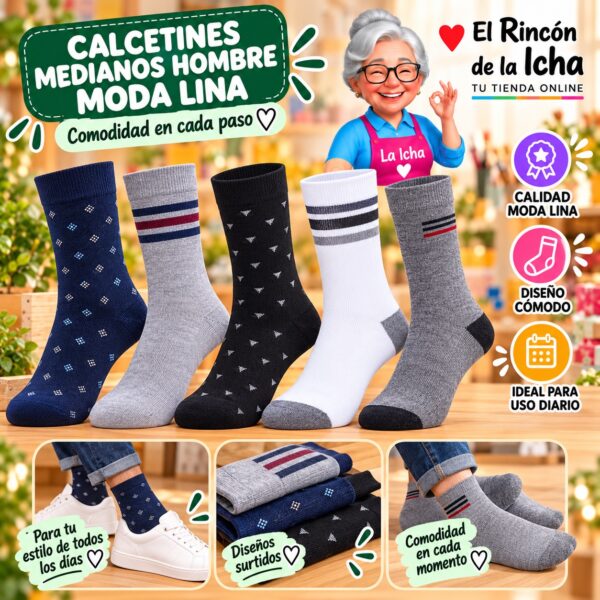 Calcetines Medianos Hombre Moda Lina Diseño 600128