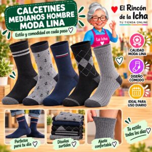 RI-ML-00897 Calcetines Medianos Hombre Moda Lina Diseño 600130