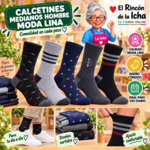 RI-ML-00900 Calcetines Medianos Hombre Moda Lina Diseño 600132