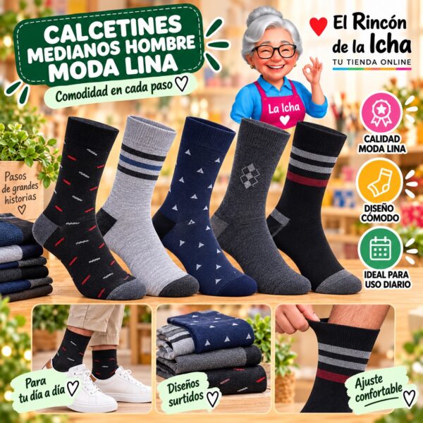 Calcetines Medianos Hombre Moda Lina Diseño 600132