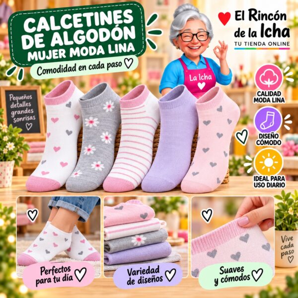 RI-ML-00909 Calcetines de Algodón Mujer Moda Lina Diseño 600098