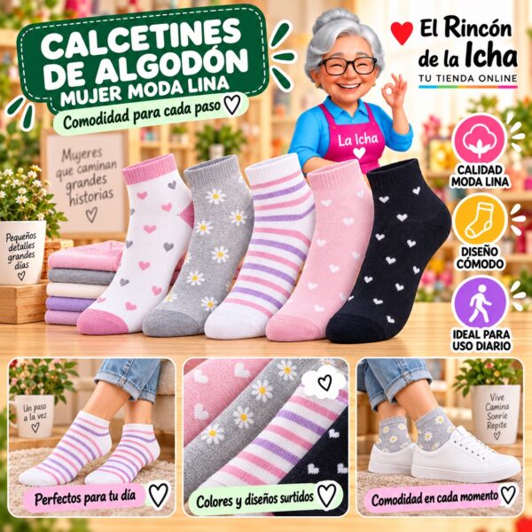 RI-ML-00913 Calcetines de Algodón Mujer Moda Lina Diseño 600281