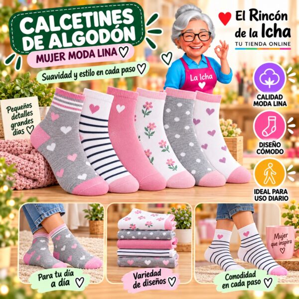 RI-ML-00914 Calcetines de Algodón Mujer Moda Lina Diseño 600282