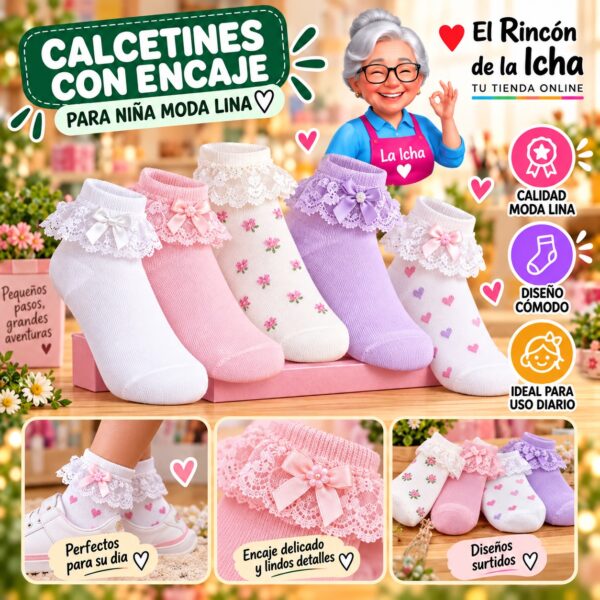 Calcetines con Encaje para Niña Moda Lina Diseño 600259
