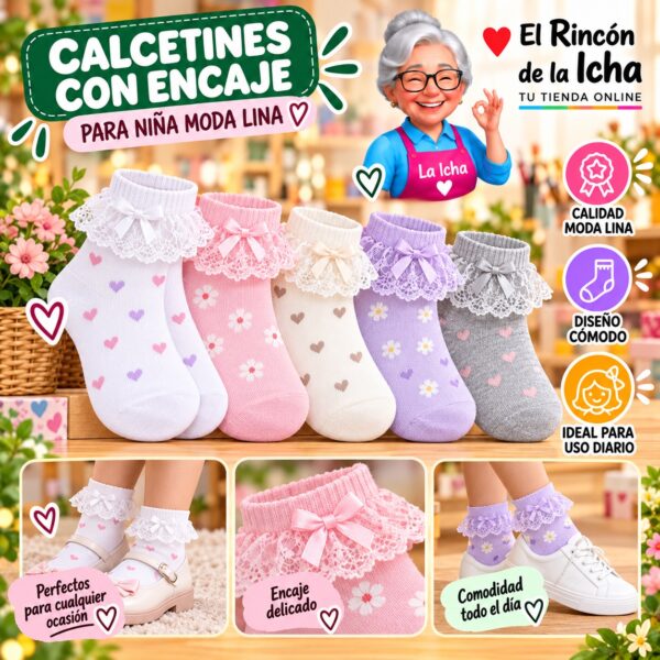 Calcetines con Encaje para Niña Moda Lina Diseño 600254