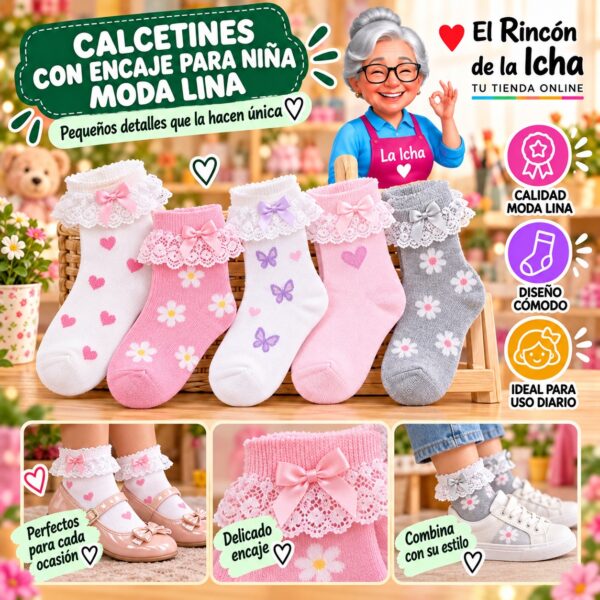 Calcetines con Encaje para Niña Moda Lina Diseño 600256