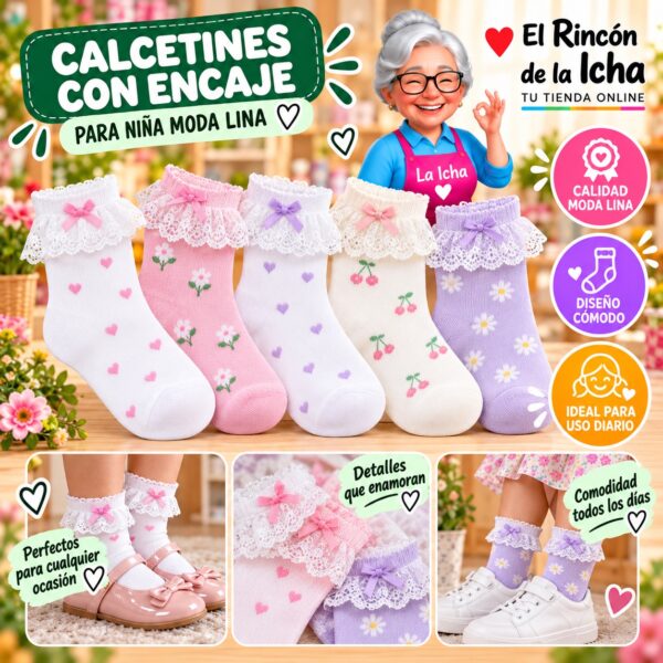 Calcetines con Encaje para Niña Moda Lina Diseño 600257