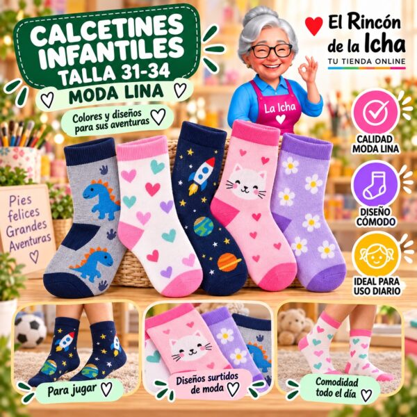 Calcetines Infantiles Talla 31-34 Moda Lina Diseño 600194