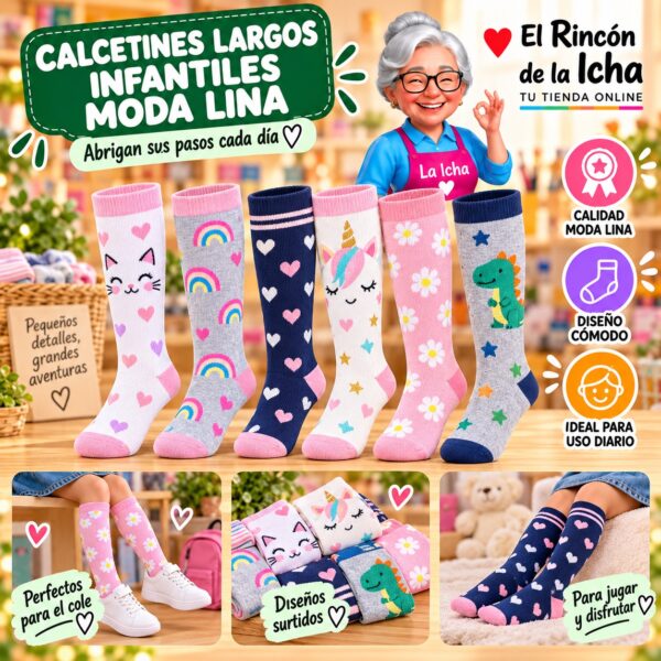Calcetines Largos Infantiles Moda Lina Diseño 600419