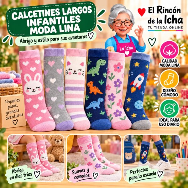 Calcetines Largos Infantiles Moda Lina Diseño 600422