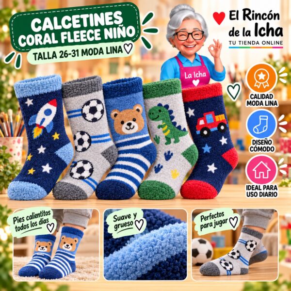RI-ML-01018 Calcetines Coral Fleece Niño Talla 26-31 Moda Lina Diseño 600407