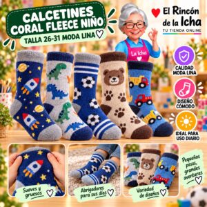 RI-ML-01019 Calcetines Coral Fleece Niño Talla 26-31 Moda Lina Diseño 600408