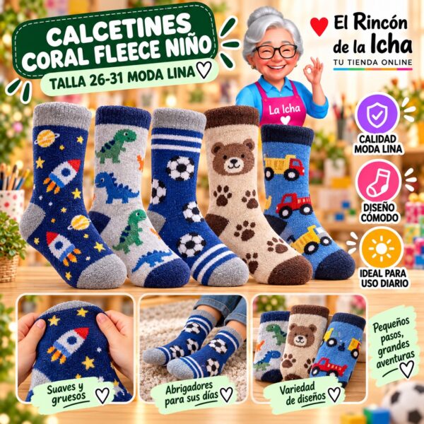 RI-ML-01019 Calcetines Coral Fleece Niño Talla 26-31 Moda Lina Diseño 600408