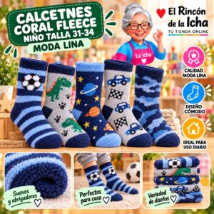 RI-ML-01020 Calcetines Coral Fleece Niño Talla 31-34 Moda Lina Diseño 600409