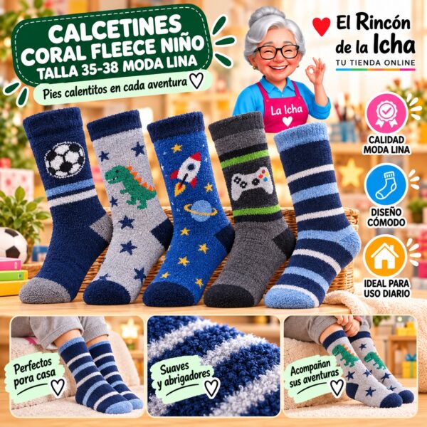 RI-ML-01023 Calcetines Coral Fleece Niño Talla 35-38 Moda Lina Diseño 600412
