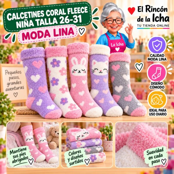 RI-ML-01024 Calcetines Coral Fleece Niña Talla 26-31 Moda Lina Diseño 600413
