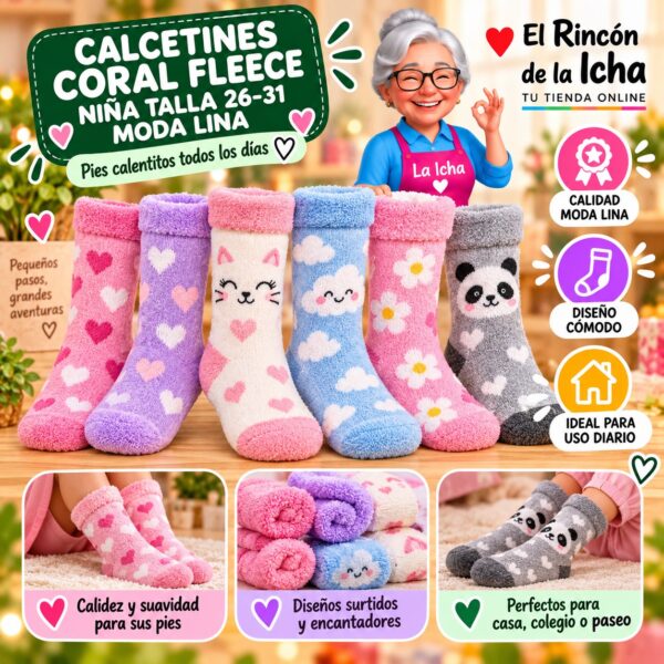 RI-ML-01025 Calcetines Coral Fleece Niña Talla 26-31 Moda Lina Diseño 600414
