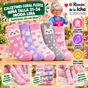 RI-ML-01027 Calcetines Coral Fleece Niña Talla 31-34 Moda Lina Diseño 600416