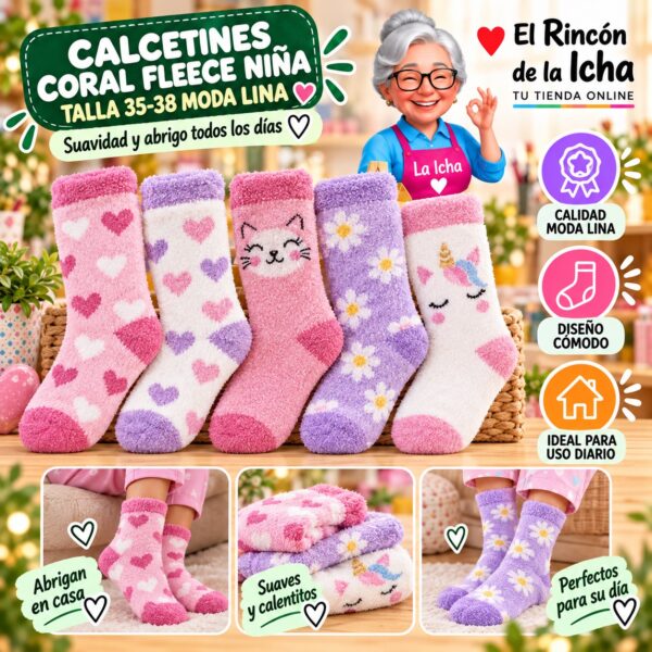 RI-ML-01029 Calcetines Coral Fleece Niña Talla 35-38 Moda Lina Diseño 600418