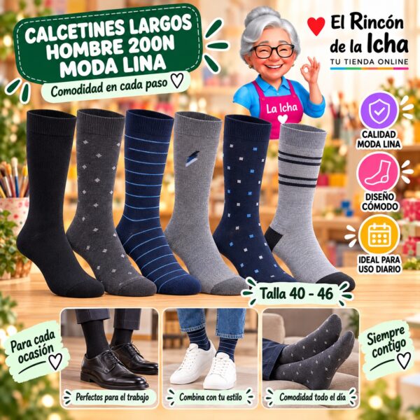 Calcetines Largos Hombre 200N Moda Lina Diseño 600406