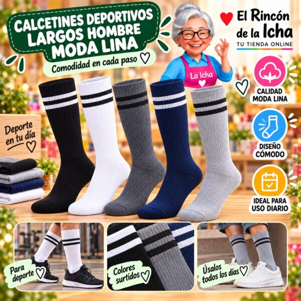 RI-ML-01034 Calcetines Deportivos Largos Hombre Moda Lina Diseño 600400