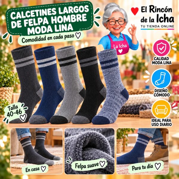 RI-ML-01036 Calcetines Largos de Felpa Hombre Moda Lina Diseño 600383
