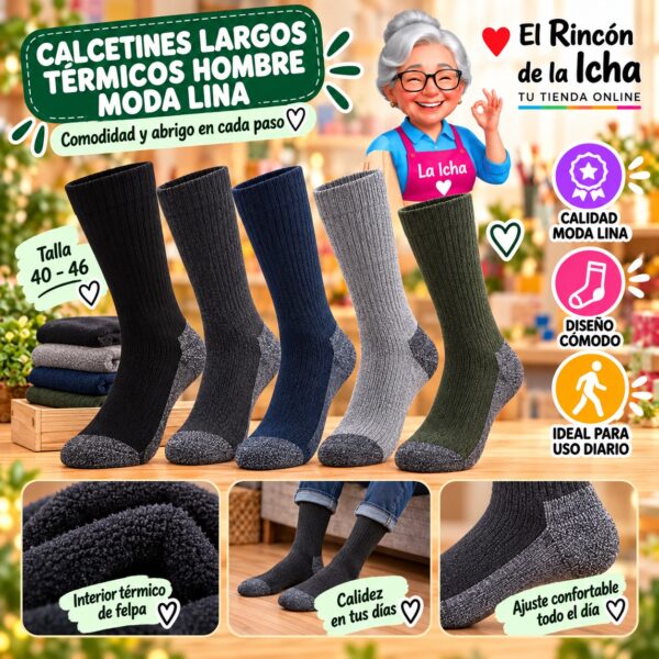 Calcetines Largos Térmicos Hombre Moda Lina Diseño 600391