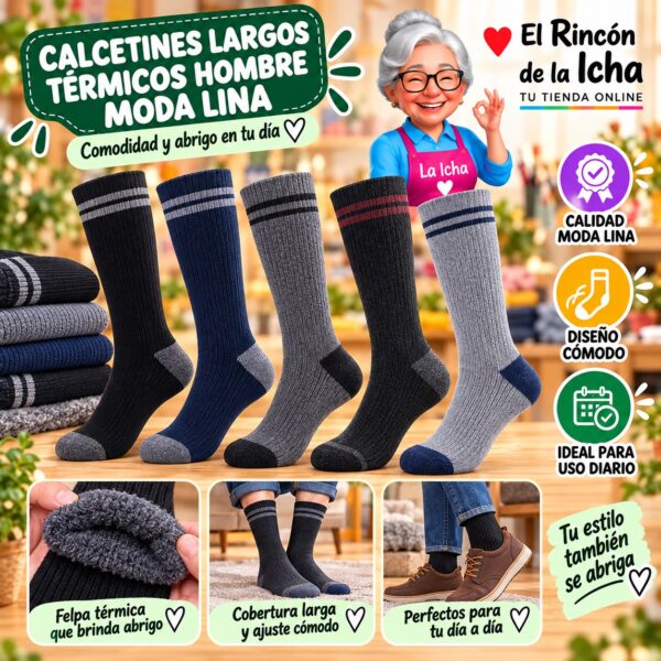 Calcetines Largos Térmicos Hombre Moda Lina Diseño 600393