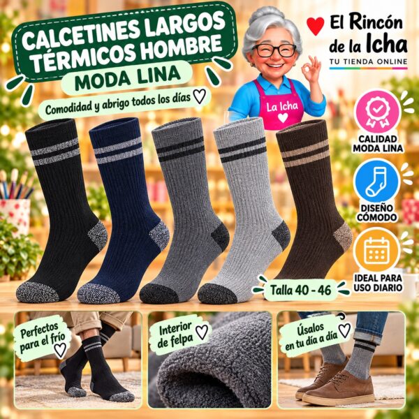Calcetines Largos Térmicos Hombre Moda Lina Diseño 600394