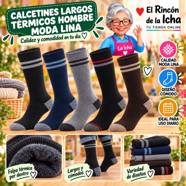 Calcetines Largos Térmicos Hombre Moda Lina Diseño 600395