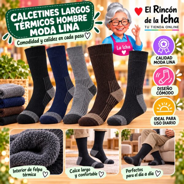 Calcetines Largos Térmicos Hombre Moda Lina Diseño 600397