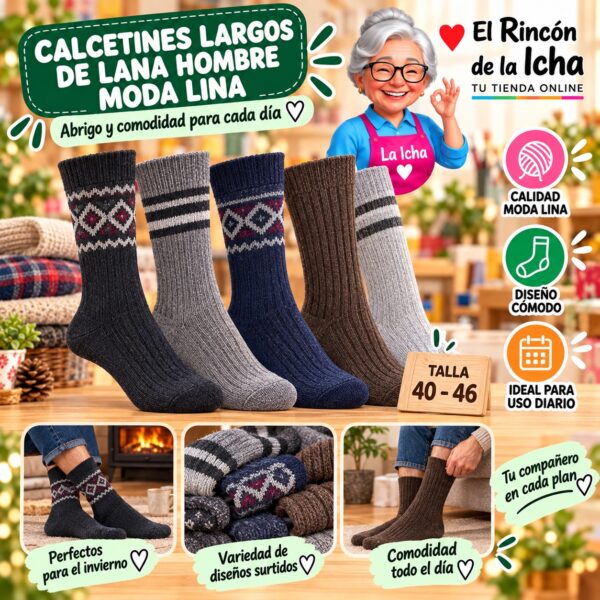 Calcetines Largos de Lana Hombre Moda Lina Diseño 600404
