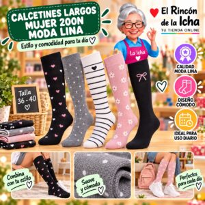 RI-ML-01050 Calcetines Largos Mujer 200N Moda Lina Diseño 600380