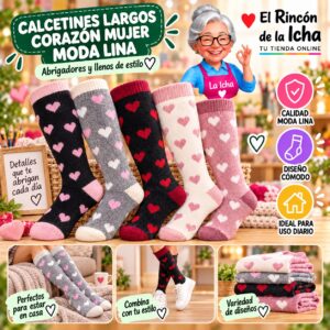 RI-ML-01054 Calcetines Largos Corazón Mujer Moda Lina Diseño 600361