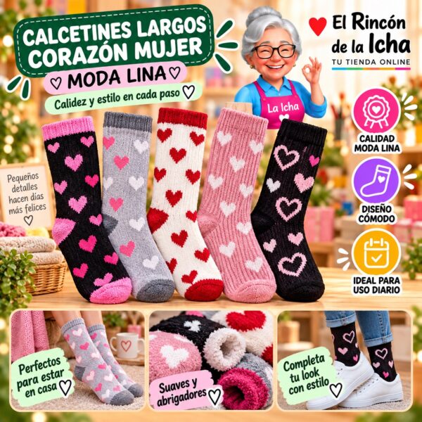 Calcetines Largos Corazón Mujer Moda Lina Diseño 600368