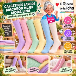 RI-ML-01062 Calcetines Largos Macarón Mujer Moda Lina Diseño 600362