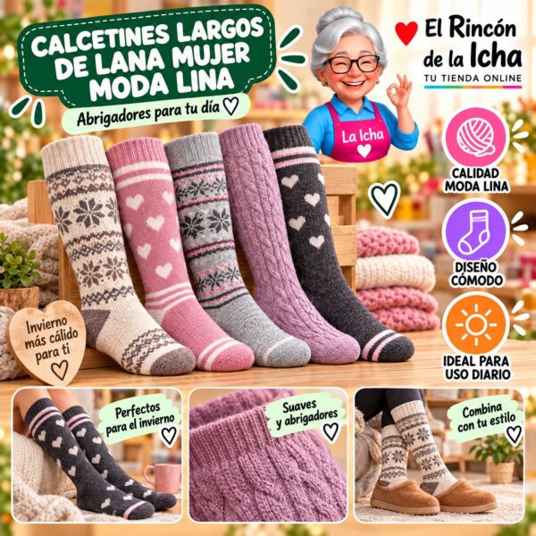 Calcetines Largos de Lana Mujer Moda Lina Diseño 600373