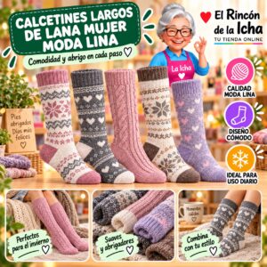 RI-ML-01064 Calcetines Largos de Lana Mujer Moda Lina Diseño 600375