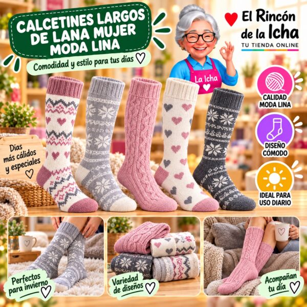 Calcetines Largos de Lana Mujer Moda Lina Diseño 600374
