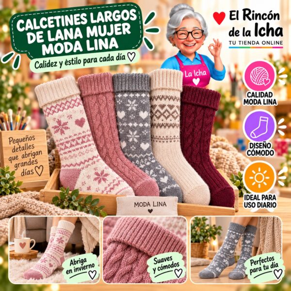 Calcetines Largos de Lana Mujer Moda Lina Diseño 600376