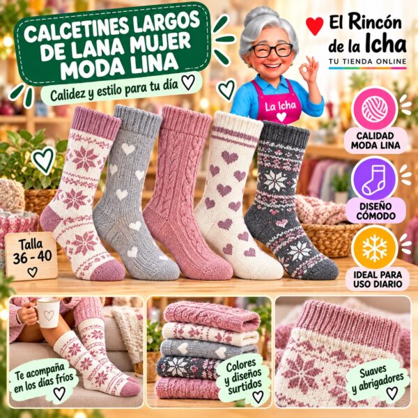 Calcetines Largos de Lana Mujer Moda Lina Diseño 600379