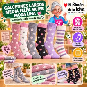 RI-ML-01068 Calcetines Largos Media Felpa Mujer Moda Lina Diseño 600377