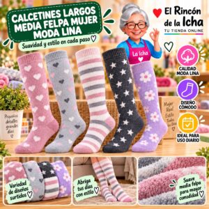 RI-ML-01069 Calcetines Largos Media Felpa Mujer Moda Lina Diseño 600378