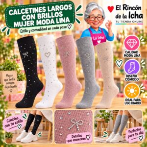 RI-ML-01070 Calcetines Largos con Brillos Mujer Moda Lina Diseño 600345