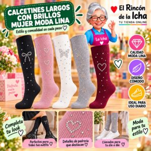 RI-ML-01071 Calcetines Largos con Brillos Mujer Moda Lina Diseño 600346