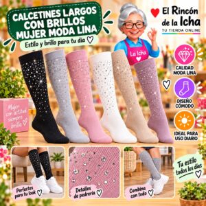 RI-ML-01076 Calcetines Largos con Brillos Mujer Moda Lina Diseño 600334